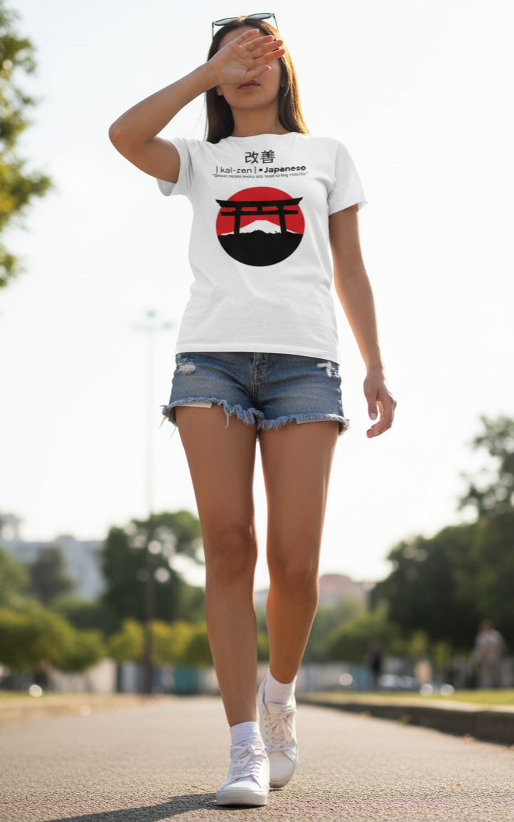 Kaizen T-Shirt – Small Steps Every Day lead to Big Results | White Cotton Tee