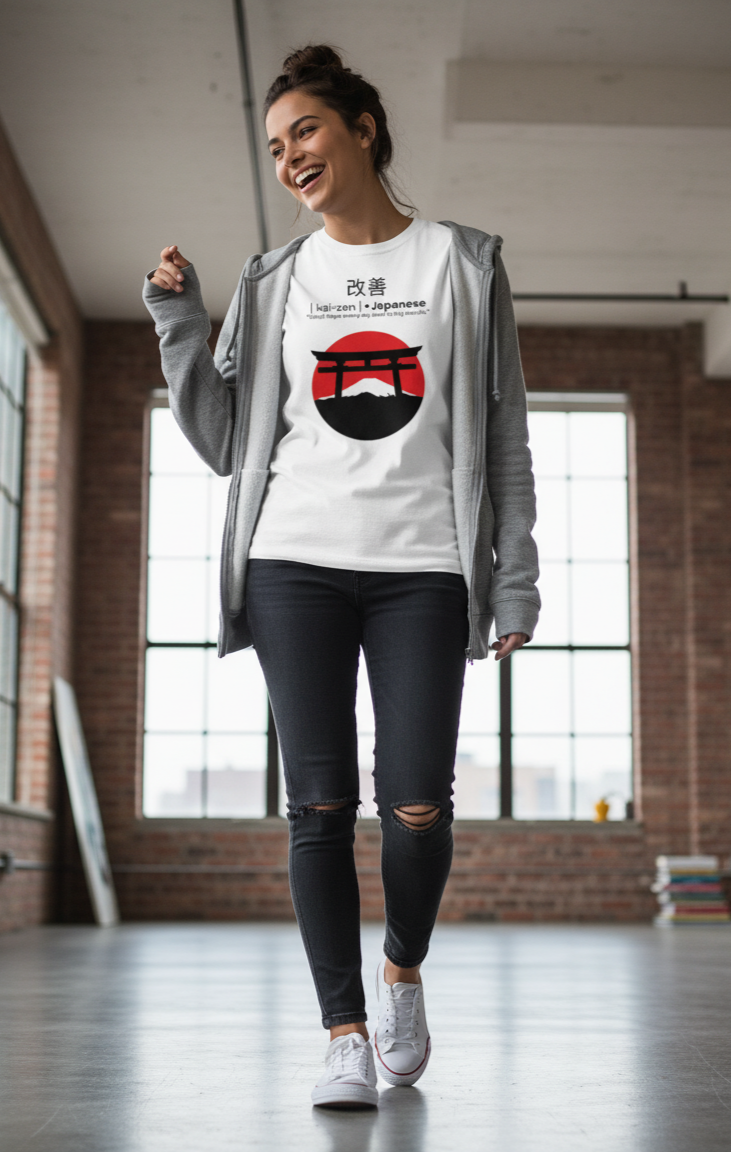 Kaizen T-Shirt – Small Steps Every Day lead to Big Results | White Cotton Tee