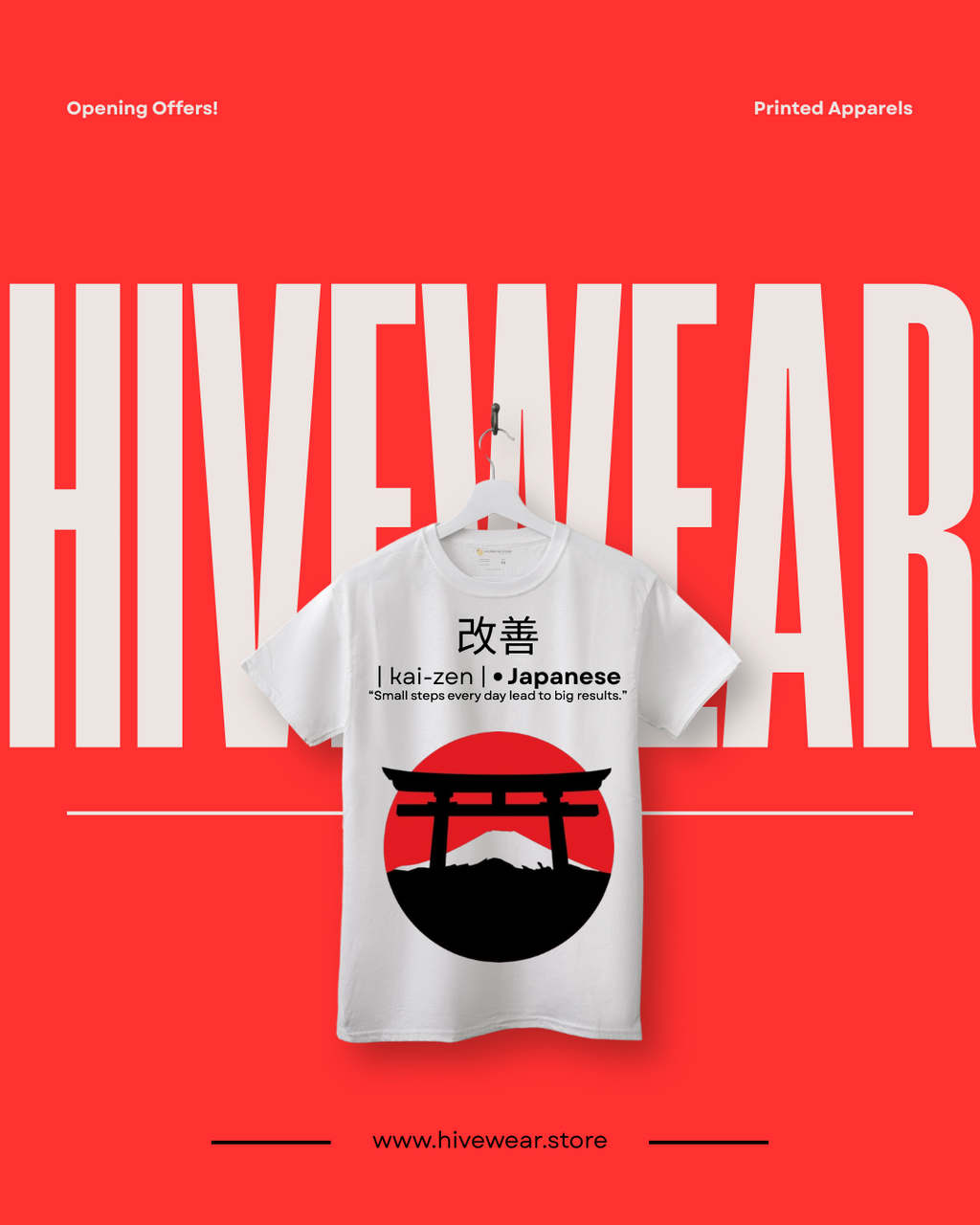 Kaizen T-Shirt – Small Steps Every Day lead to Big Results | White Cotton Tee