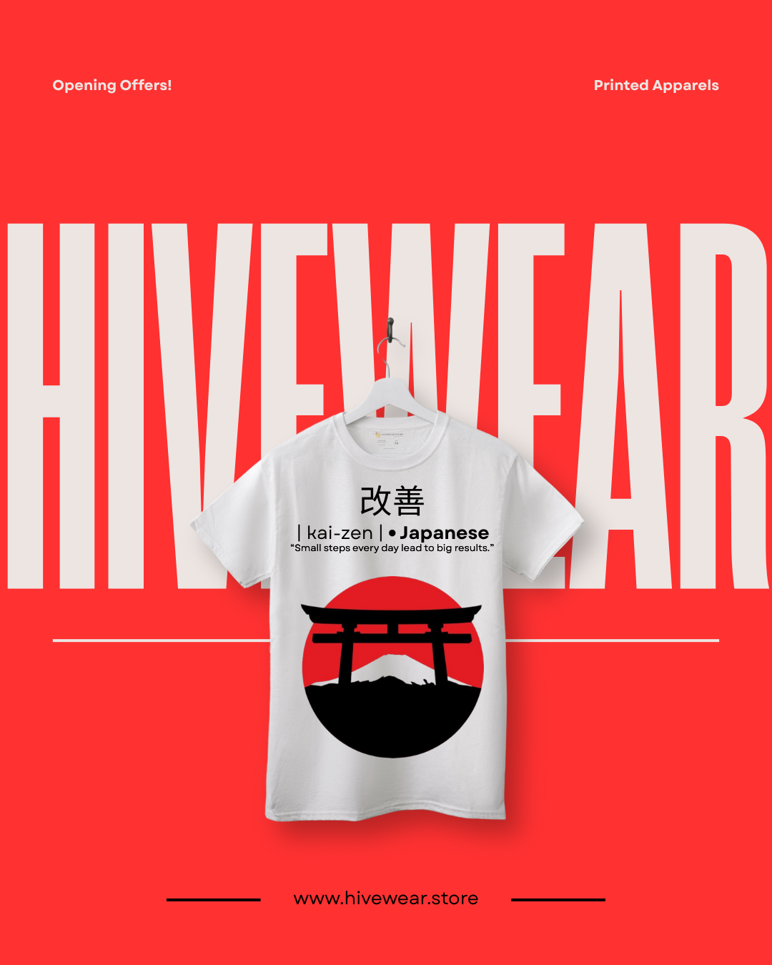Kaizen T-Shirt – Small Steps Every Day lead to Big Results | White Cotton Tee